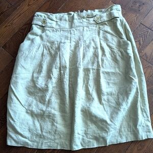 BCBGMaxazaria linen blend ruffled waist paper bag knee length skirt with pockets